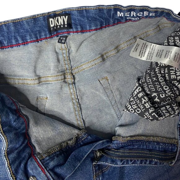 DKNY Mercer Skinny Fit Jeans Men’s 36x30 Blue Stretch Denim - Picture 7 of 9